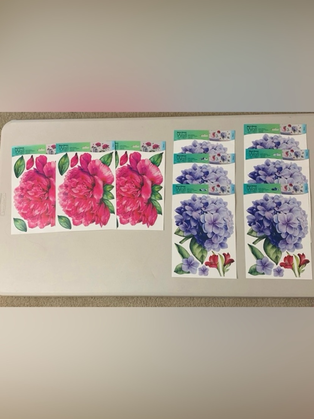 Floral Jumbo Wall Decals Stickers Wall Art Lot of 9 Peonies Hydrangeas New